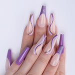 Faux Ongles Violet Motifs Transparent | OnglesOnline