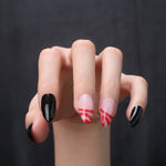 Faux Ongles Transparent Noir et Rouge | OnglesOnline